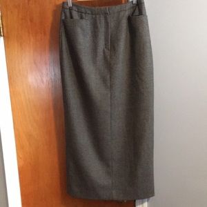 Ralph Lauren Grey Wool Houndstooth Long Skirt Size 10